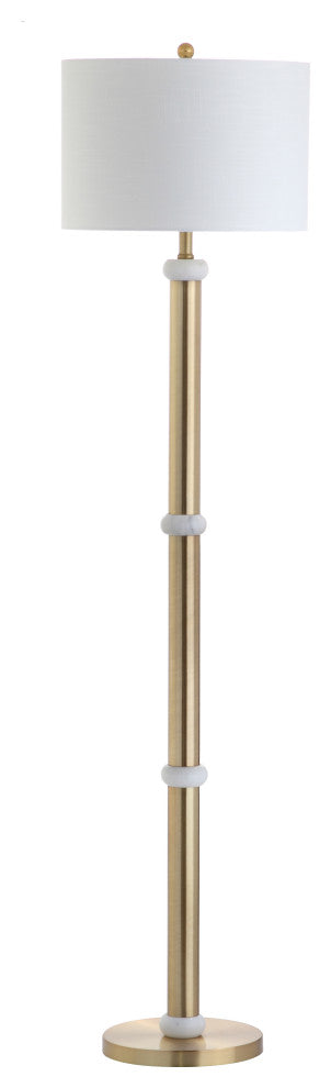 Gregory Metal, Marble LED Floor Lamp, Brass Gold, White, 60.5"