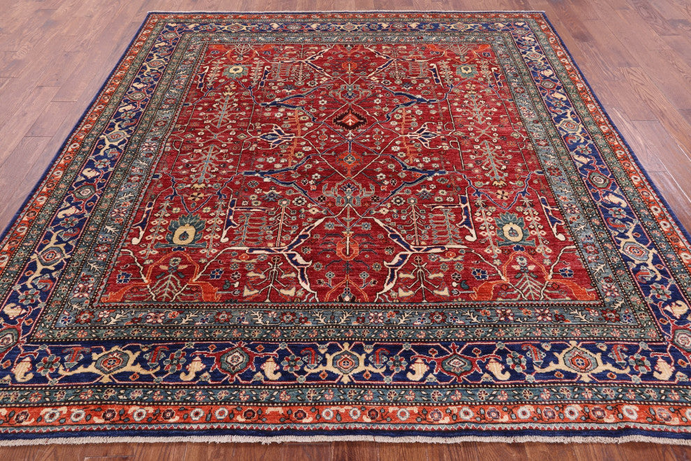 8' 3" X 8' 7" Square Persian Fine Serapi Hand Knotted Rug - Q12444