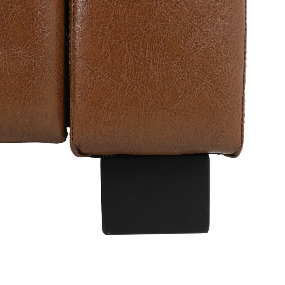 Langseth Contemporary Tufted Pushback Recliner, Cognac/Dark Brown, Faux Leather