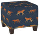 Quinn Square Nail Button Ottoman, Cheetah Walk Navy