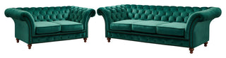 Peyton Sloped Arm Chesterfield Sofa Green Velvet