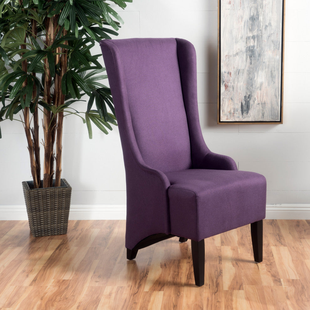 GDF Studio Sheldon Traditional Design High Back Fabric Dining Chair, Plum
