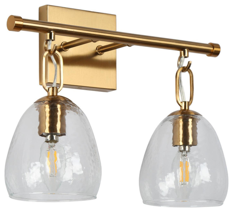 LNC Polished Gold Modern Textured-Glass Bell Wall Sconce, 2 Lights