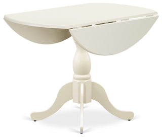 5 Pc Dining Set, 1 Drop Leaves Table, 4 Shitake Chairs, High Back, Linen White