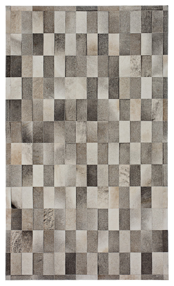 Cowhide Patchwork Rug, Daedalus, Ashen, 5'x8'