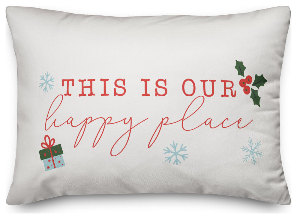 White This Is Our Happy Place 20x14 Spun Poly Pillow