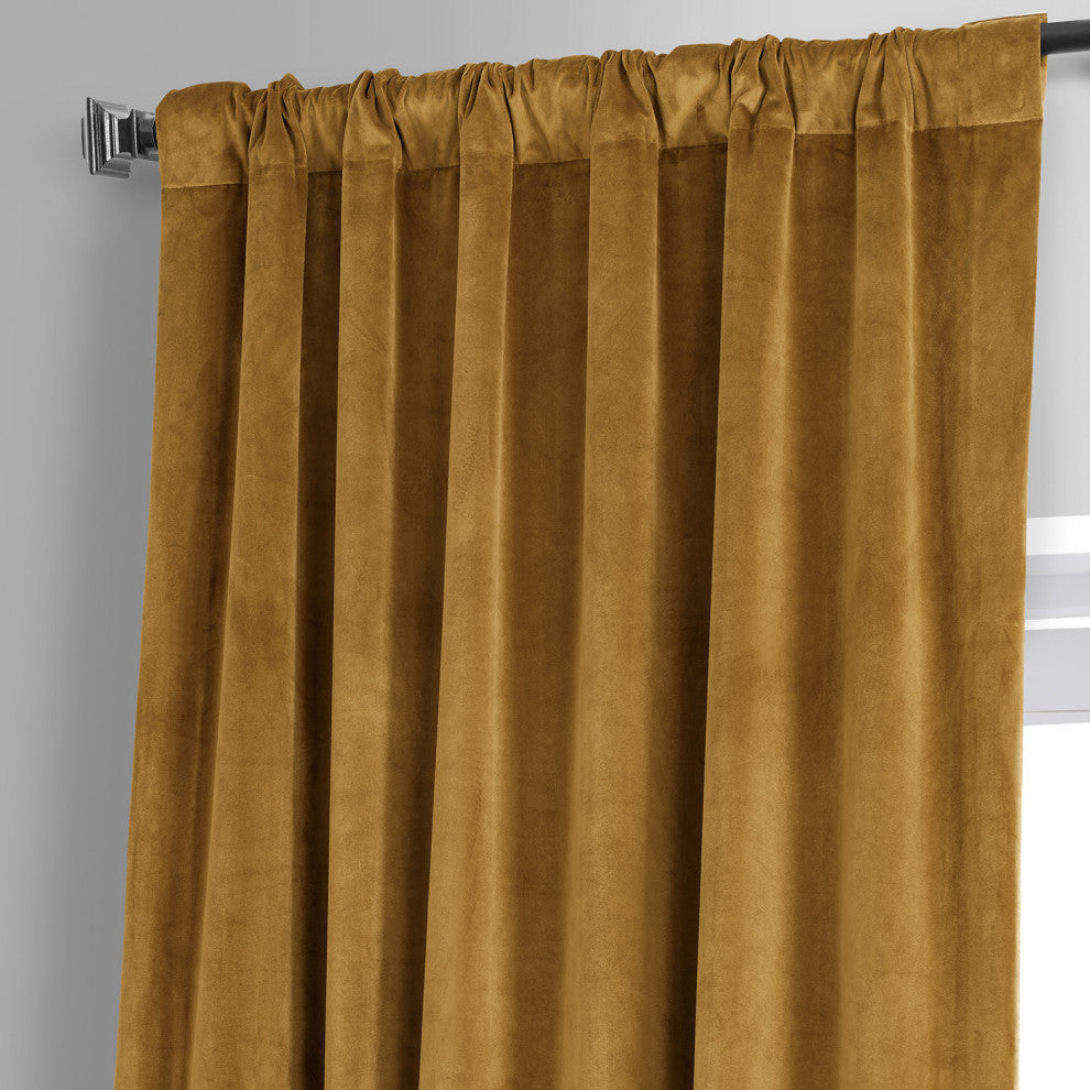 Signature Plush Velvet Blackout Curtain Single Panel, Apple Cider Gold, 50wx84l