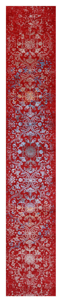 2' 5" X 14' 3" Modern Handmade Wool & Silk Runner Rug - Q14906