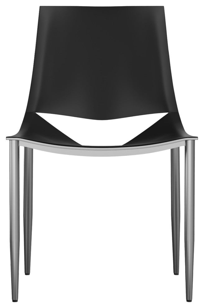 Sloane Dining Chair, Black Leather and Carbon Steel