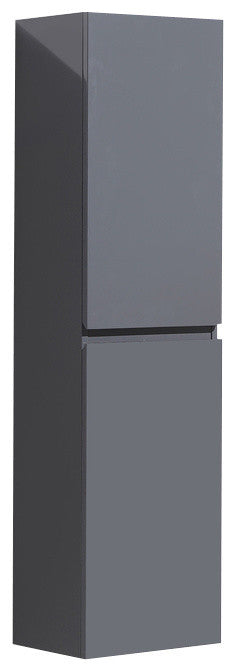 Mob Bathroom Linen Cabinet With 2 Storage Areas, Gloss Gray