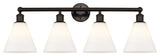 Berkshire 4-Light 35" Vanity Light, Oil Rubbed Bronze Finish, Matte White Shade