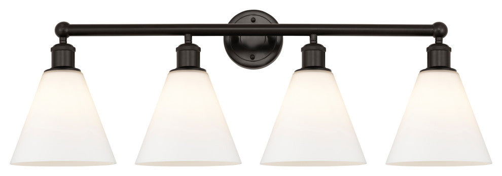 Berkshire 4-Light 35" Vanity Light, Oil Rubbed Bronze Finish, Matte White Shade