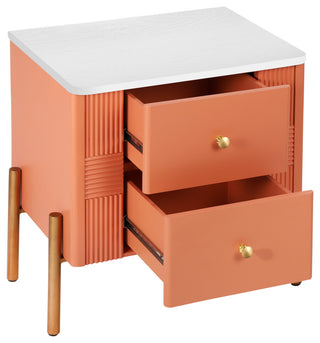 GDF Studio Maxine MDF 2-Drawer Nightstand, Orange