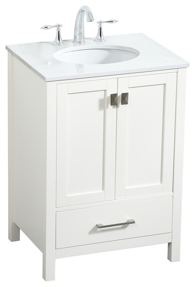 Isabel Single Bathroom Vanity, White, 24", Without Backsplash