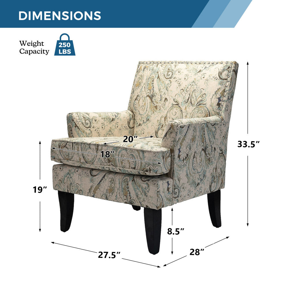 Herrera Classic Armchair With Pattern, Paisley Beige