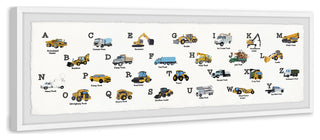 "Vehicle Alphabet" Framed Painting Print, 45x15