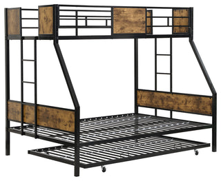 Gewnee Twin Over FULL Metal Bunk Bed with Trundle