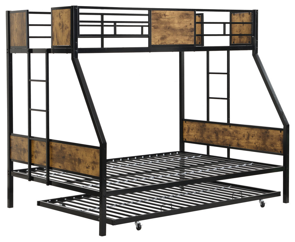 Gewnee Twin Over FULL Metal Bunk Bed with Trundle