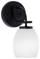 Cavella 1 Light Wall Sconce, Matte Black Finish, 5" White Linen Glass
