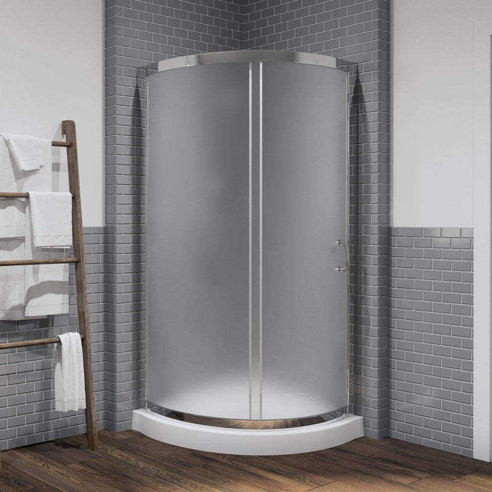 Ove Decors Breeze Shower Kit, Frosted Panels and Base, Chrome, 34"