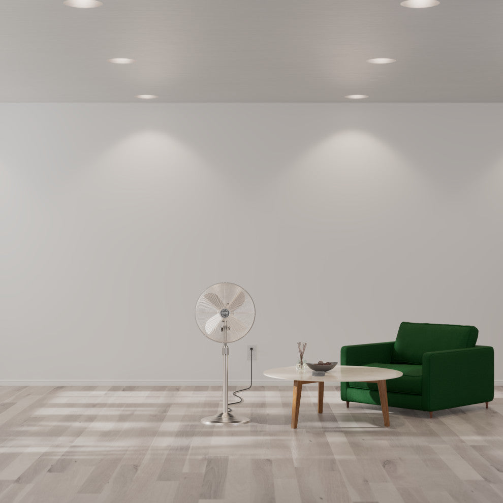 Hunter Classic Brushed Nickel 4-Blade Oscillating 3-speed Standing Fan