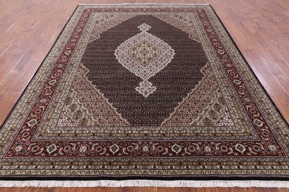 Persian Tabriz Hand Knotted Wool and Silk Rug 7' 9" X 10' 1" Q8901