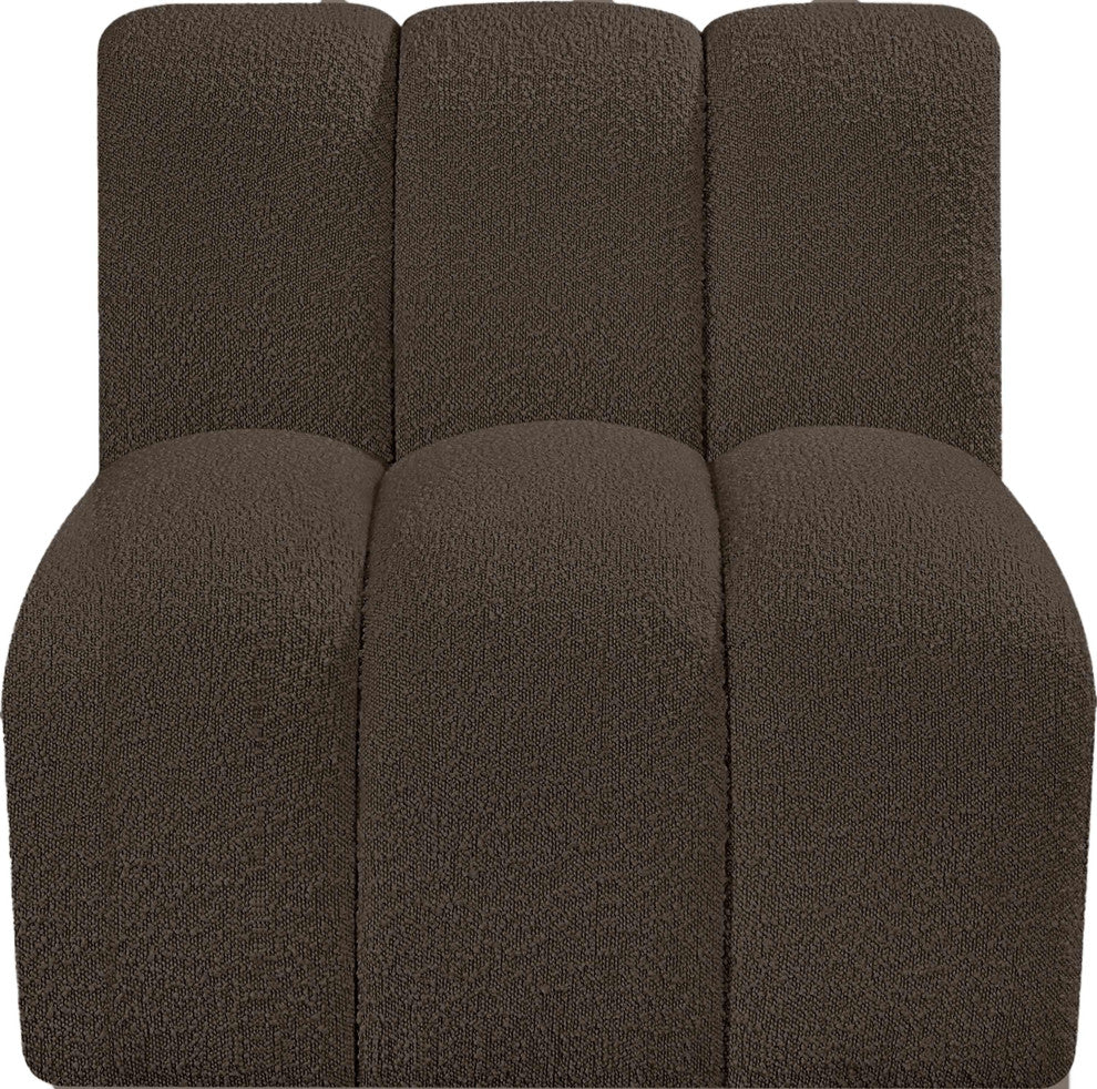 Arc Upholstered Modular Component, Brown, 1-Piece: Straight Chair, Boucle Fabric