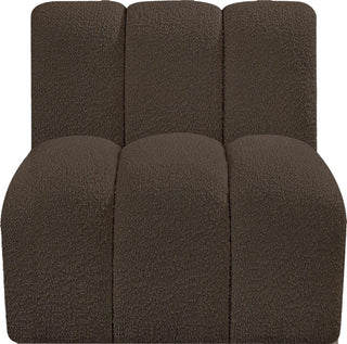 Arc Upholstered Modular Component, Brown, 1-Piece: Straight Chair, Boucle Fabric