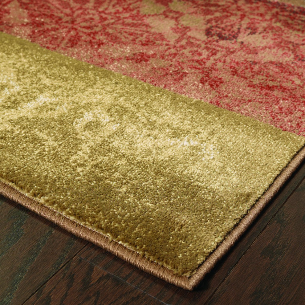 10??X 13??Beige And Brown Floral Block Pattern Area Rug