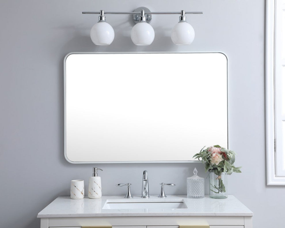Elegant Decor MR802740WH Soft Corner Metal Rectangular Mirror, 27"x40"