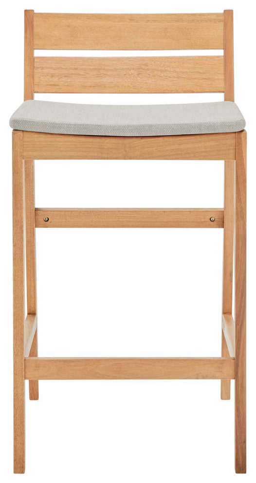 Bar Side Stool Chair, Wood, Brown Natural Taupe Gray, Modern, Outdoor Patio Cafe