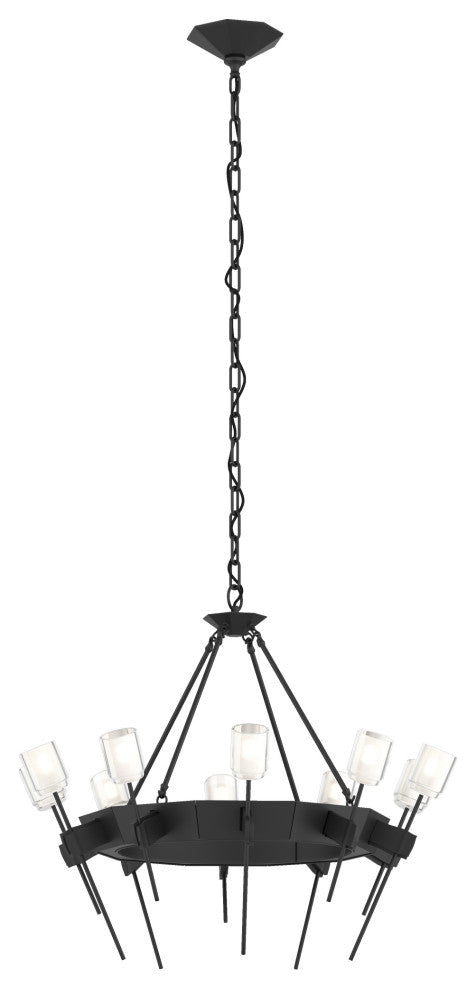 Echo 10-Light Circular Chandelier - Black - Cast Glass