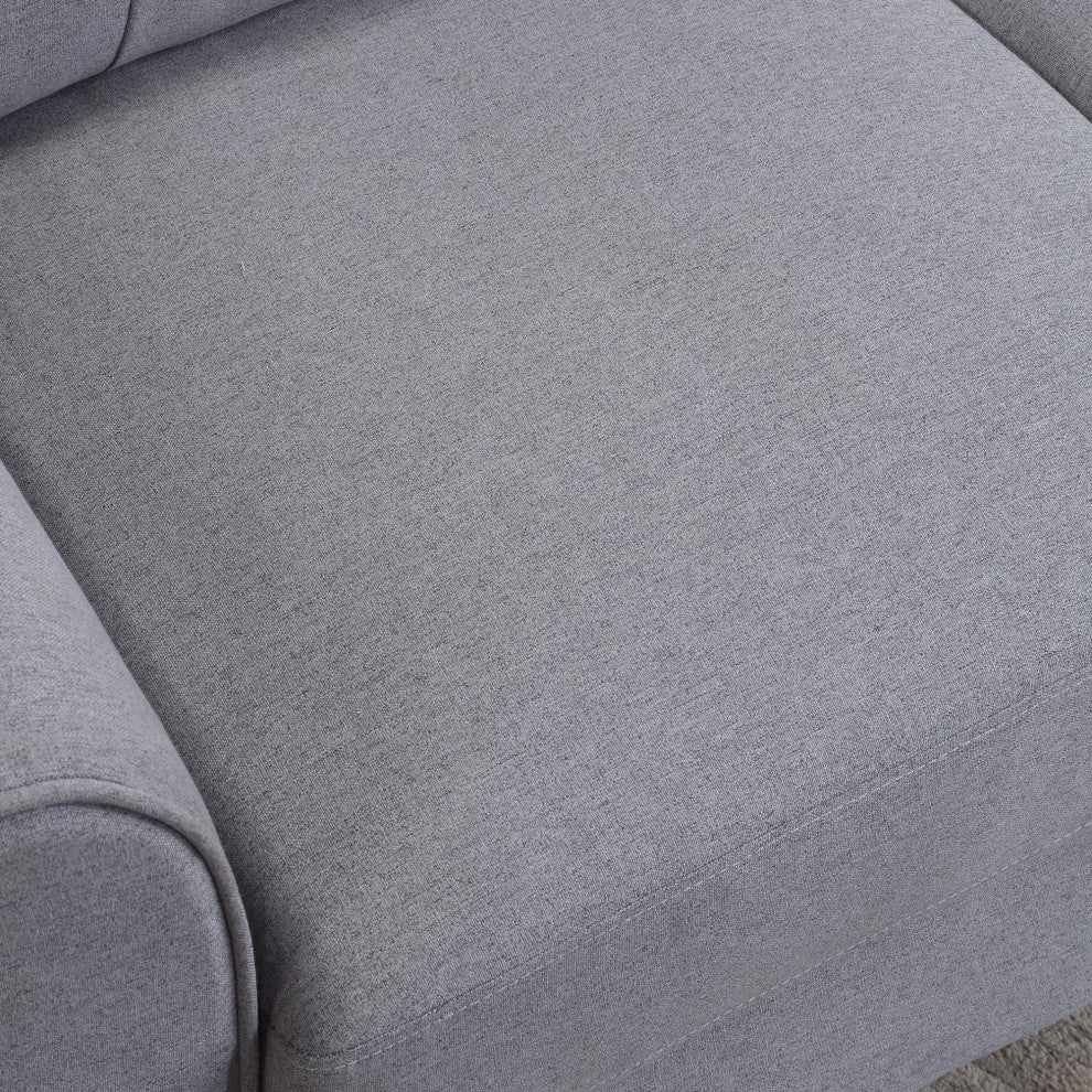 TATEUS 35" Armchair in Light Grey-Blue Linen Upholstery for Home or Office