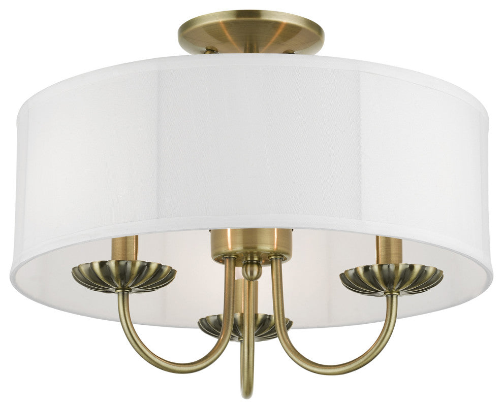 Livex Lighting 3 Light Antique Brass Semi-Flush Mount