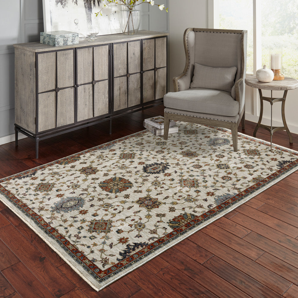 Augustus Persian Medallions Ivory/ Multi Indoor Area Rug, Ivory, 3'3"x5'