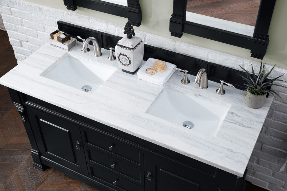 James Martin 147-114-5731-3AF 72 Inch Antique Black Vanity With Solid Top