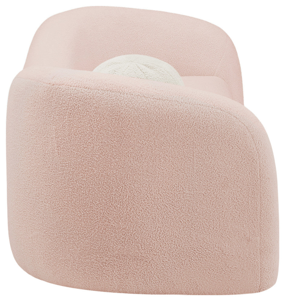 Kali Faux Shearling Teddy Fabric Upholseterd  Sofa, Pink