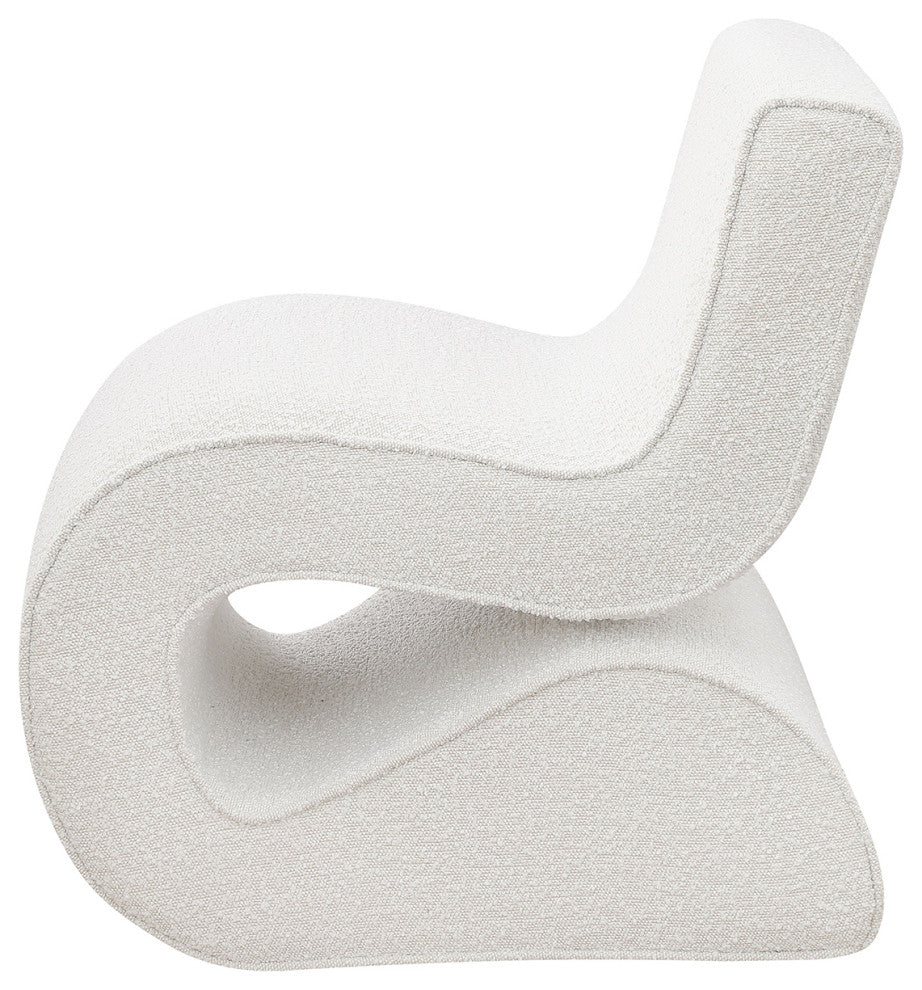 Boucle Upholstered Accent Chair With Curved Design, Cream