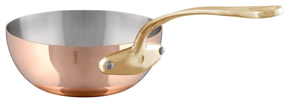 Mauviel M''200 B 2mm Copper Splayed Curved Sautepan, Brass Handle, 3.7-qt