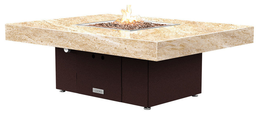 Rectangular Fire Pit Table, 48x36, Natural Gas, So Cal Special Top, Dark Cherry