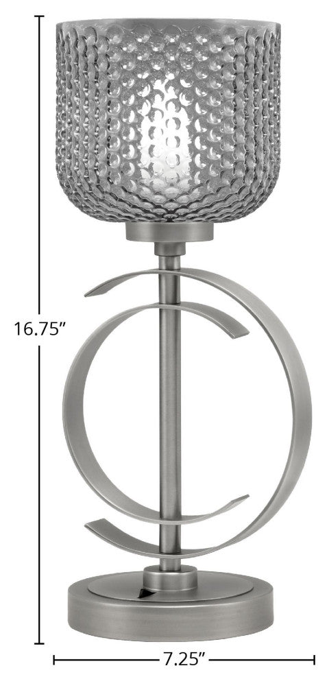 1-Light Table Lamp, Graphite Finish, 6" Smoke Textured Glass