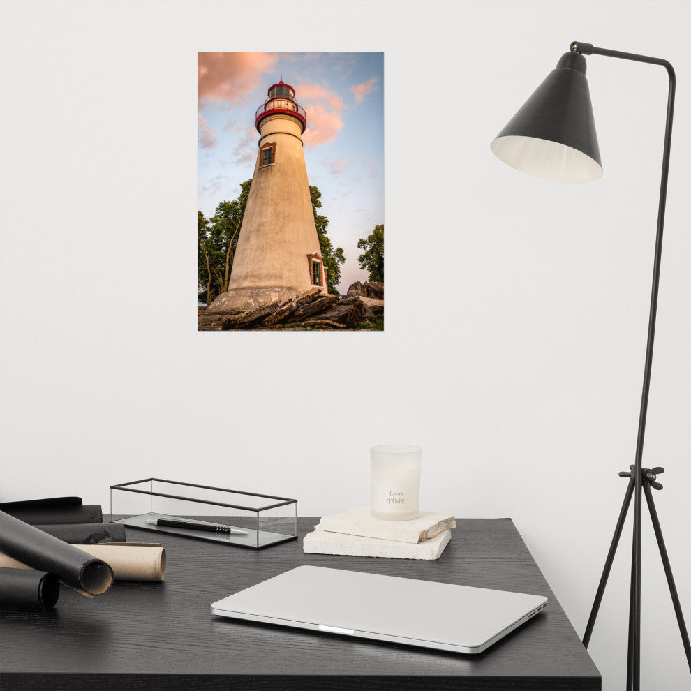Marblehead Lighthouse at Sunset From the Shore Unframed Wall Art Prints, 12" X 18"