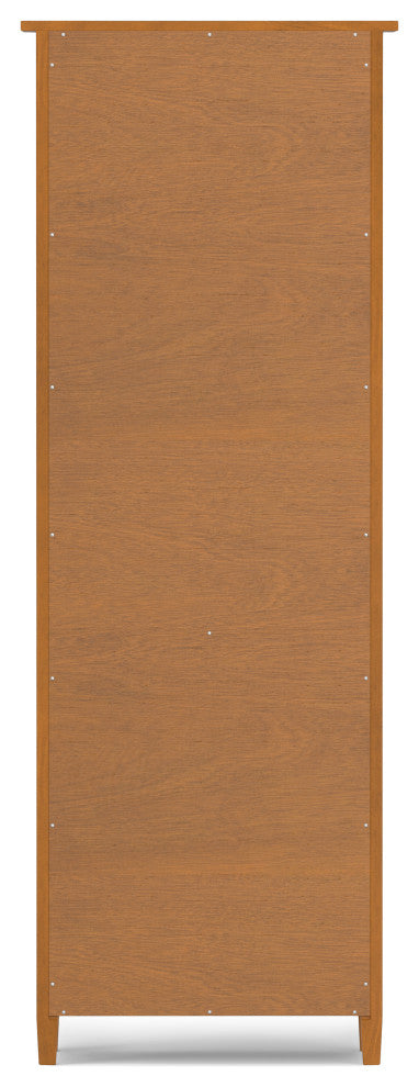 Warm Shaker Solid Wood 5 Shelf Bookcase, Light Golden Brown