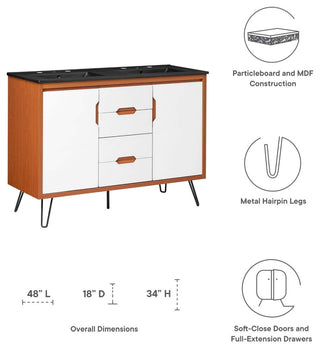 Energize 48" Double Sink Bathroom Vanity, Cherry White Black