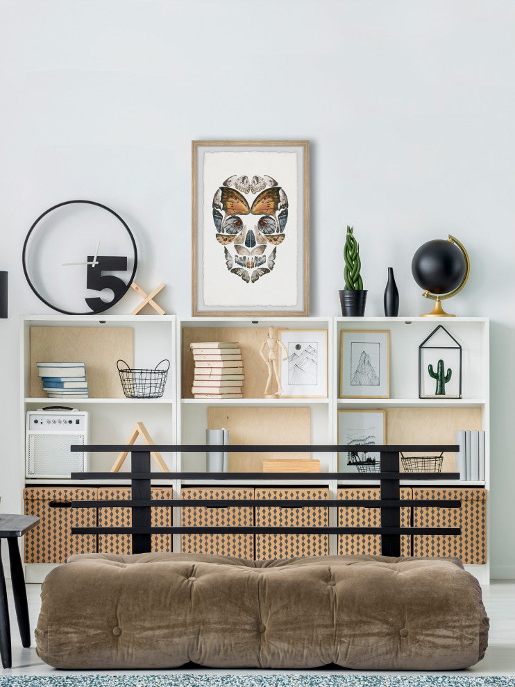 "Butterfly Skull" Framed Painting Print, 24x36