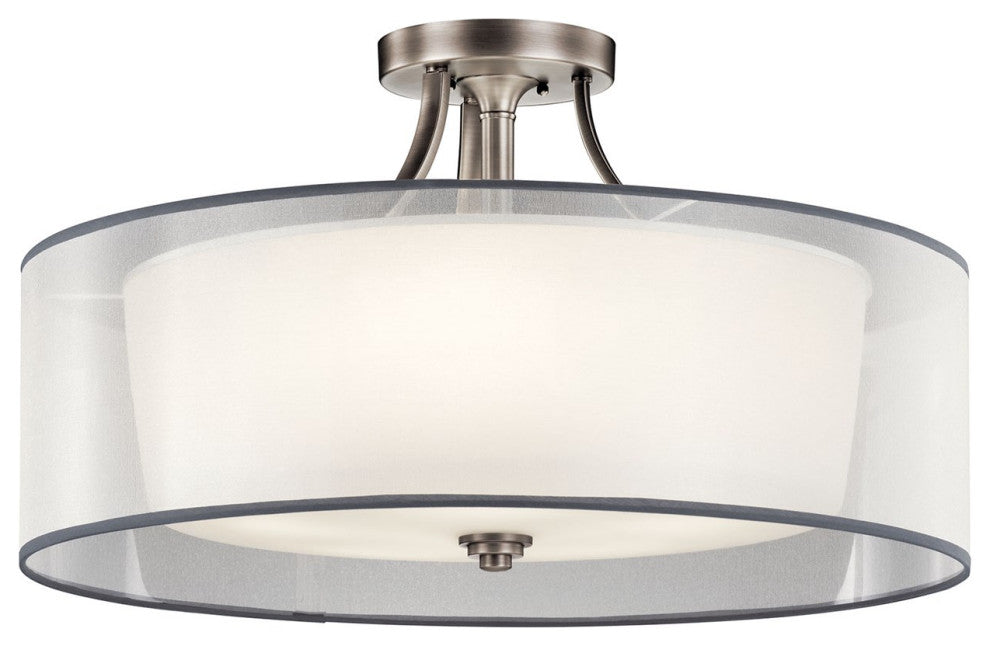 Kichler Lacey Semi Flush Light, Antique Pewter, 5