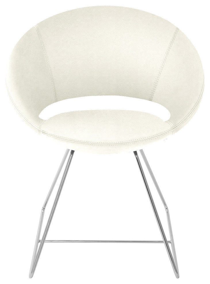 Crescent Wire Chair, White Powder Base, White Leatherette
