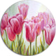 Tulips In A Row, Floral Large Disc Metal Wall Art, 23"