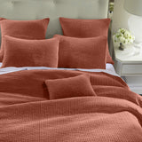 Stonewashed Cotton Velvet Quilt Set, Full/Queen, Salmon, 3PC