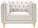 Michelle Fabric Upholstered Chair, Gold Iron Legs, Cream, Velvet, Chair